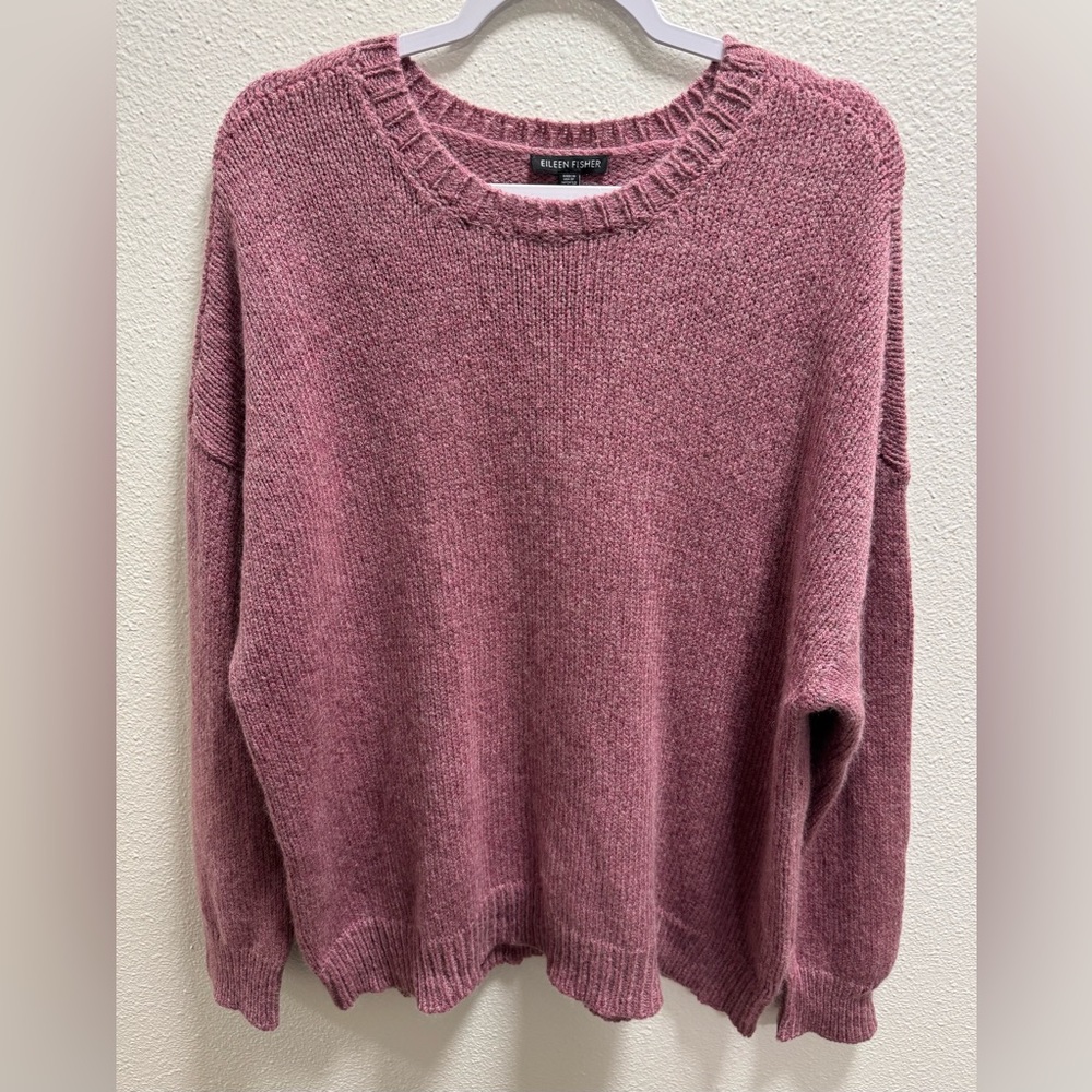 Eileen Fisher Sachet Airspun Wool Mohair Knit Sweater Round Neck Top Womens XL